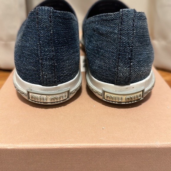 Miu Miu Denim Embellished Sneaker > size 37 - Picture 2 of 6